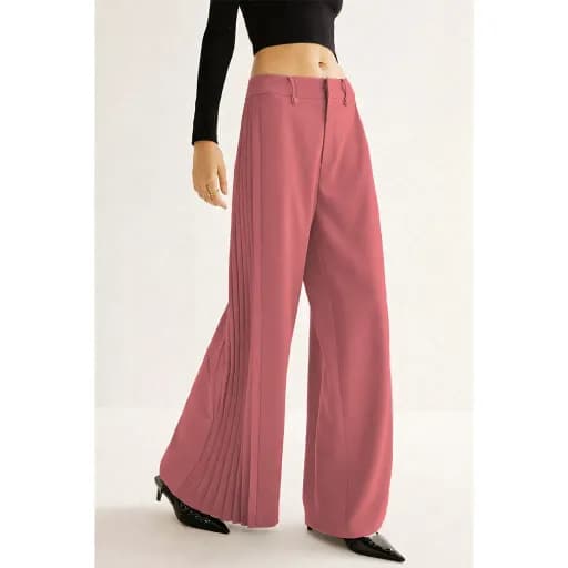 Blush Elegance Pleated Wide-Leg Pants