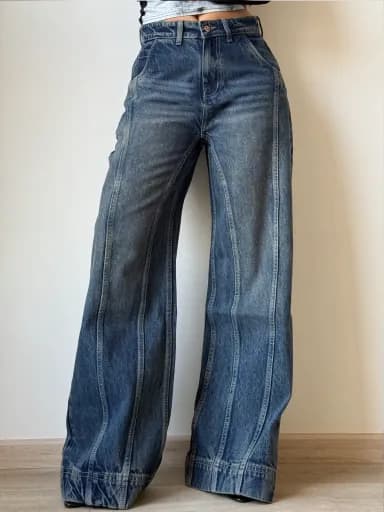 Vintage Drift Panel Wide-Leg Jeans