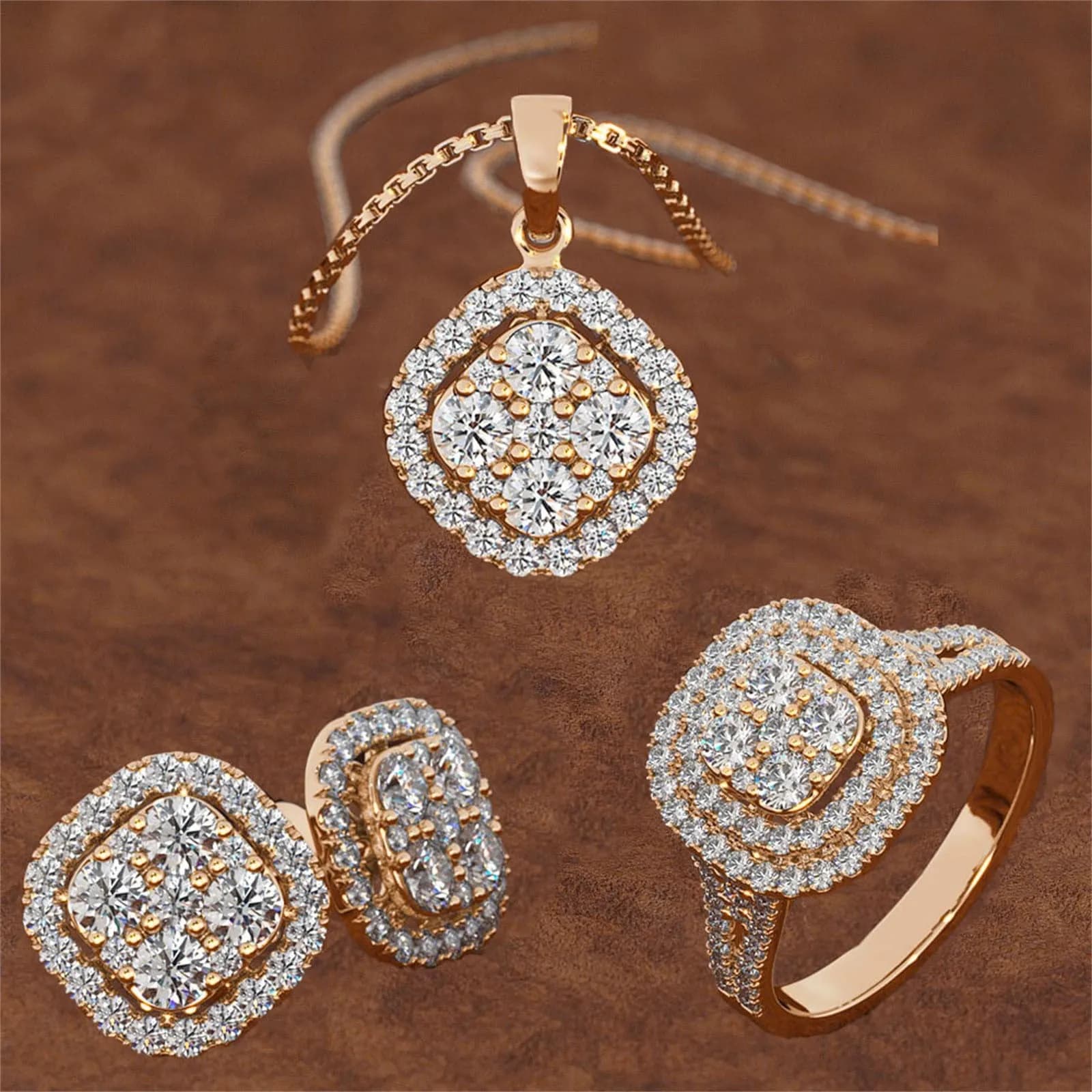 Royal Radiance Diamond Halo Set